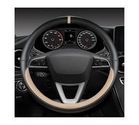 Housse Voiture en Cuir Microfibre 38cm pour Seat pour Tarraco pour Arona pour Ateca pour Ibiza pour Toledo pour MII pour Leon pour Arosa pour Exeo Couvre Volant Voiture(Beige O Shape)