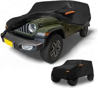 Housse Voiture šŠtanche Toutes Saisons Pour Automobile ExtšŠrieure Anti-Uv Soleil Pluie Protection Complššte ExtšŠrieure Pour Jeep Wrangler 4 Portes Noir Avec Bandes RšŠflšŠchissantes