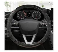 Housse Volant Antidérapant pour Seat pour MII pour Leon pour Arosa pour Exeo St pour FR 38cm Housse De Volant De Voiture en Fibre De Carbone + Cuir Antidérapante Couvre Volant Voiture(Black O Shape)