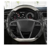 Housse Volant Antidérapant pour Seat pour MII pour Leon pour Arosa pour Exeo St pour FR 38cm Housse De Volant De Voiture en Fibre De Carbone + Cuir Antidérapante Couvre Volant Voiture(Grey D Shape)