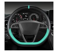 Housse Volant Antidérapant pour Seat pour MII pour Leon pour Arosa pour Exeo St pour FR Housse De Volant De Voiture en Cuir Microfibre Antidérapante 38 Cm Couvre Volant Voiture(Green D Shape)
