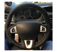 Housse Volant Housse De Volant De Voiture en Cuir Microfibre Noir pour Megane 3 2009 - 2014 pour Scenic 2010-2015 pour Fluence pour ZE 2009-2016 Couvre Volant (Couleur : Black Thread)