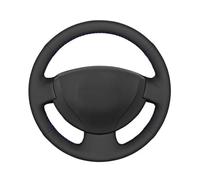 Housse Volant Housse de Volant en Cuir synthétique Noir pour Logan 1, Sandero Symbol, Clio, Twingo, Lada, Largus, Almera G15 Couvre Volant(Gray Thread)
