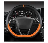 Housse Volant pour Seat pour Leon pour Cupra R pour St pour Ateca Couverture De Volant Voiture en Cuir PU Protecteur Automatique(Orage D Shape)