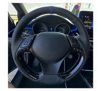 Housse Volant pour Toyota pour C-HR pour CHR 2016 2017 2018 2019 Housse Volant Voiture Couture À La Main Anti-dérapant Cuir Artificiel Tresse Volant Originale Couvre Volant(Blue Thread)