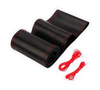 Housse Volant pour Universal 40CM 42CM 45CM 47CM 50CM Cuir Artificiel Volant Tresse Couverture De Voiture Camion Extra Large Auto Intérieur Accessoires Couvre Volant (Couleur : 45CM Black and Red)