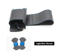 Housse Volant Voiture Cuir Noir Cousue À Main Pour Seat Pour Leon Pour MK1 Pour 1M 1998-2005 Pour Toledo 1998 1999 2000 2001-2005 Couvre Volant Voiture(Light Blue Thread)