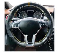 Housse Volant Voiture en Cuir Véritable Fibre Carbone pour Mercedes pour Benz A45 CLA45 C63 E63 CLS63 SLK55 SL 63 65 GLA45 pour AMG Caches Volant(Grey)