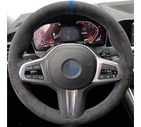 Housse Volant Voiture Housse de Volant de Voiture en Cuir véritable suédé Noir Souple, pour BMW G30 G31 G32 G20 G21 G14 G15 G16 X3 G01 X4 G02 X5 G05(Style 4)