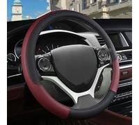 Housse Volant Voiture Housse de Volant de Voiture en Faux Cuir gaufrage carré pour Civic 2004 2006 2007 2008 2009 2012 2013 2014 Accessoires Automobiles(Wine Red6)
