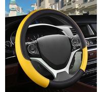 Housse Volant Voiture Housse de Volant de Voiture en Faux Cuir gaufrage carré pour Civic 2004 2006 2007 2008 2009 2012 2013 2014 Accessoires Automobiles(Yellow5)