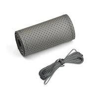 Housse Volant Voiture Housse De Volant De Voiture Universelle en Cuir Noir Et Gris Respirante Et Antidérapante À Coudre Soi Même 38 Cm 14 Pouces(Grey (Hole))