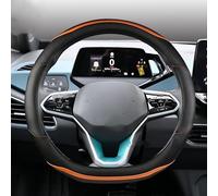 Housse Volant Voiture Housse Volant Voiture Cuir PU en Fiber de Carbone 5 Couleurs Accessoires Automobiles pour VW pour Atlas pour Teramont 2017~2023(Orange5)