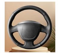 Housse Volant Voiture Personnalisée Cuir Microfibre Antidérapant pour Lada pour Granta 2011 2012 2013 2014 2015 2016 2017 2018 Caches Volant Protege(White Thread)