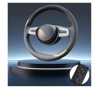housse volant voiture Pour la quatrième génération (Fit/LIFE) 2021 | Housse de volant en cuir microfibre noir cousue à la main, intérieur de voiture(Fil noir)