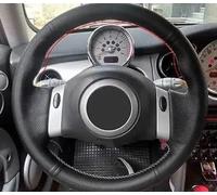 Housse Volant Voiture pour Mini pour coupé 2001-2006 pour Cabriolet 2004-2008 pour R50 R53 R60 Couverture Volant de Voiture en Cuir Microfibre perforé(A Grey line4)
