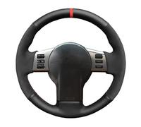Housse Volant Voiture pour Nissan 350Z 2003 2004 2005 2006 2007 2008 2009 Housse Volant Voiture Tressée Cuir Suédé Noir, Accessoires Car Steering Wheel Cover(Red Thread)