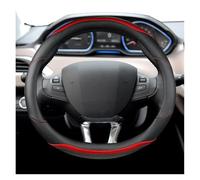 Housse Volant Voiture pour Peugeot 208 2012~2018 pour Peugeot 308 2014~2021 2008 2013~2018 Housse Volant Voiture en Cuir Et Fibre Carbone Couvre Volant(Red)