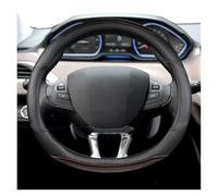 Housse Volant Voiture pour Peugeot 208 2012~2018 pour Peugeot 308 2014~2021 2008 2013~2018 Housse Volant Voiture en Cuir Et Fibre Carbone Couvre Volant(Brown)