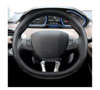 Housse Volant Voiture pour Peugeot 208 2012~2018 pour Peugeot 308 2014~2021 2008 2013~2018 Housse Volant Voiture en Cuir Et Fibre Carbone Couvre Volant(Noir)