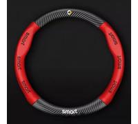 Housse Volant Voiture pour Smart EQ fortwo 2023, Protection Auto Antidérapant Respirant Intérieur Couvre Roue Garniture Accessoire Cuir Direction,B-Red