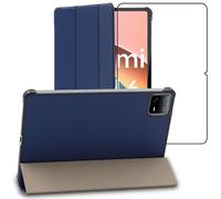 Housse pour Xiaomi Pad 6, Pad 6 Pro Smart Case Support Auto-veille, Bleu Foncé + Film VERRE Trempé