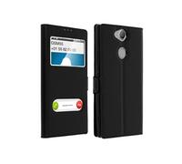 Housse Xperia XA2 Etui Double Fenêtre Coque Silicone Gel Noir