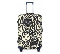 Housses abstraites pour bagages de voyage avec motif de visages de chat, housses élastiques pour valises de 45 à 81 cm, Noir, G