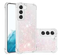 Housses Brillante Compatible avec Samsung Galaxy S22 5G, Bling Glitter Sables Mouvant Transparente Souple Silicone Cristal Paillettes Coque Liquide Téléphone Cas Arrière Compatible avec Samsung S22