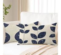Housses Coussin 30x50 cm Beige Housses Coussin Exterieur Lot de 2 Lin Rectangulaire Taie Oreiller Double Face Impression Cushion Covers pour Décoration Jardin Terrasse Balcon Voiture, Marine 2s-1247