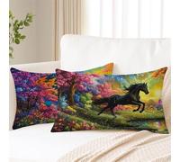 Housses Coussin 30x60 cm Japon Housses Coussin Exterieur Lot de 2 Lin Rectangulaire Taie Oreiller Double Face Impression Cushion Covers pour Décoration Jardin Terrasse Balcon Voiture, Cheval 2s-442