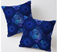 Housses Coussin 40x40 cm Bleu Coussins de Jardin Lot de 2 Coussin Canape Housses de Coussin Style Moderne Lin Taie Oreiller Décoratifs pour Chaise Lit Decoration Maison Chambre, Cadeau Femme C-1033