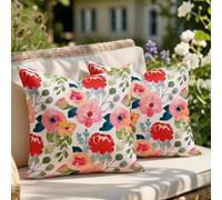 Housses Coussin 40x40 cm Extérieur Imperméable Printemps Été Fleurs Aquarelles Moderne Decoration Canapé Coussin décoratif pour Salon de Jardin Patio Chambre Maison Décor Lot de 2