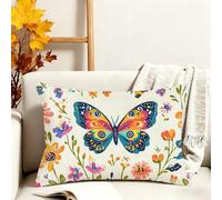 Housses Coussin 40x60 cm Beige Housses Coussin Exterieur Lot de 1 Velour Rectangulaire Taie Oreiller Double Face Impression Cushion Covers pour Noël Décoration Jardin Balcon Voiture, Papillon 3s-68