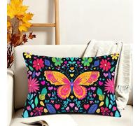 Housses Coussin 40x80 cm Floral Housses Coussin Exterieur Lot de 1 Velour Rectangulaire Taie Oreiller Double Face Impression Cushion Covers pour Noël Décoration Jardin Balcon Voiture, Papillon 3s-119