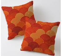 Housses Coussin 50x50 Rétro Coussins de Jardin Lot de 2 Coussin Canape Housses de Coussin Japon Carré Lin Taie Oreiller Canapé Décoratifs pour Chaise Lit Decoration Maison Chambre, Cadeau Femme C-421