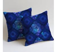 Housses Coussin 80x80 cm Bleu Coussins de Jardin Lot de 2 Coussin Canape Housses de Coussin Style Moderne Doux Taie Oreiller Décoratifs pour Chaise Lit Decoration Maison Chambre, Cadeau Femme C-1033