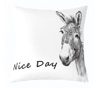 Housses Coussin Âne Mignon, Ferme Rustique, Animaux Drôles 45X45Cm Housse Coussin Decoratif Imprimé Taies D’Oreiller pour Patio Balcon Lit