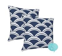 Housses Coussin Exterieur Impermeable Lot de 2 Housse de Coussin 30x30 cm, Taie Oreiller Coussin Canape Fermeture Zip Cachée, Carré Coussins Décoratifs pour Farm Jardin Patio (Bleu Marine Japon) -J41