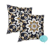 Housses Coussin Exterieur Impermeable Lot de 2 Housse de Coussin 40x40 cm, Taie Oreiller Coussin Canape Fermeture Zip Cachée, Carré Coussins Décoratifs pour Farm Jardin Patio (Foncé Bohème) -J80