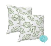 Housses Coussin Exterieur Impermeable Lot de 2 Housse de Coussin 55x55 cm, Taie Oreiller Coussin Canape Fermeture Zip Cachée, Carré Coussins Décoratifs pour Farm Jardin Patio (Simple Feuilles) -J99