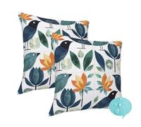 Housses Coussin Exterieur Impermeable Lot de 2 Housse de Coussin 60x60 cm, Taie Oreiller Coussin Canape Fermeture Zip Cachée, Carré Coussins Décoratifs pour Farm Jardin Patio (Plante Oiseau) -J84