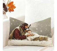 Housses Coussin Gris Taie Oreiller 30x50 cm Rectangulaire Coussin Religion Protege Oreiller Velour Pillow Case avec Fermeture Éclair Invisible, Noël Decoratif Automne Jardin Canape Salon Lit 1h-996