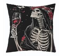 Housses Coussin Mariée Squelette Gothique d'halloween 45X45Cm Housse Coussin Decoratif Doux Taie Oreiller pour Canapé Balcon Patio
