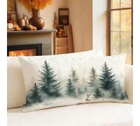 Housses Coussin Rétro Taie Oreiller 30x50 cm Rectangulaire Coussin Arbre Protege Oreiller Lin Pillow Case avec Fermeture Éclair Invisible, Noël Decoratif Automne Jardin Canape Salon Lit 1h-1024