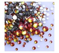 Housses D'accoudoirs Lot de 1440 Strass Noirs à Dos Plat en Verre, Tailles variées, Paillettes, Diamants, Non thermocollants, for Nail Art et vêtements(Red Volcano)