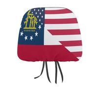 Housses d'appui-tête de Voiture personnalisées avec Drapeau des États-Unis et de l'État de Géorgie, Housses de siège Automobiles Souples, Accessoires de décoration intérieure, 1 pièce
