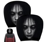 Housses D'Appuie-Tête Auto Effrayantes 2 Pièces Universel Visage Fantôme | Cache-Appui-Tête de Siège Auto Pour SUV camions Halloween trajets quotidiens farces conduite