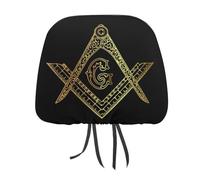 Housses d'appuie-tête de voiture avec symbole de la loge maçonnique de la franc-maçonnerie, ensemble de housses d'appuie-tête pour sièges avant/arrière, universelles, adaptées à la plupart des voitur
