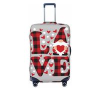 Housses de bagage de voyage à carreaux Buffalo Love And Gnome - Housses de protection élastiques pour bagages de 45,7 à 81,3 cm, Noir/blanc, X-Large